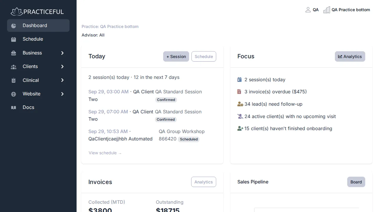 Billing Analytics screen
