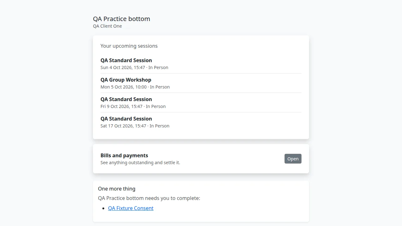 Client portal (capability link) screen