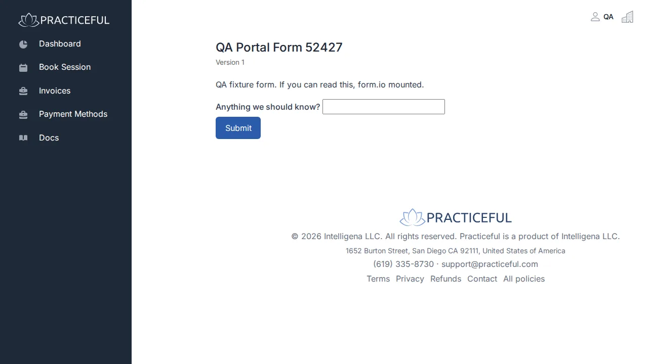 My forms screen