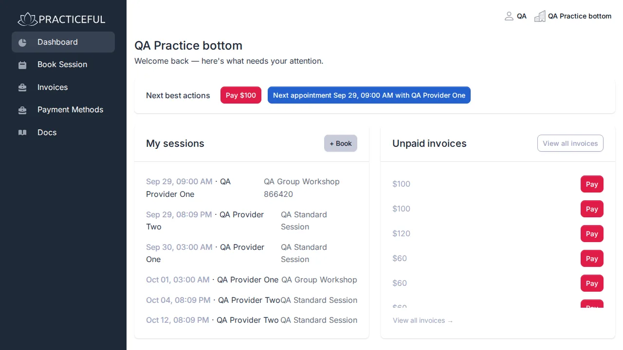 My practice screen