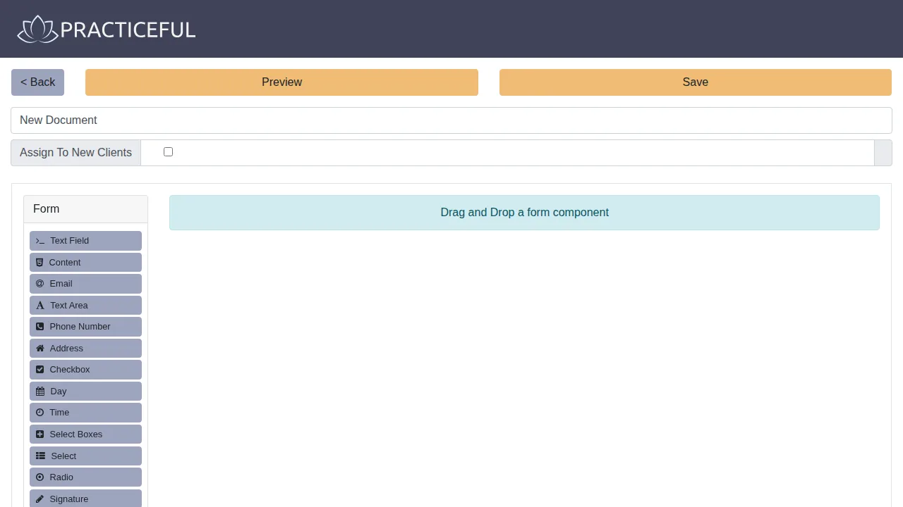 Forms screen