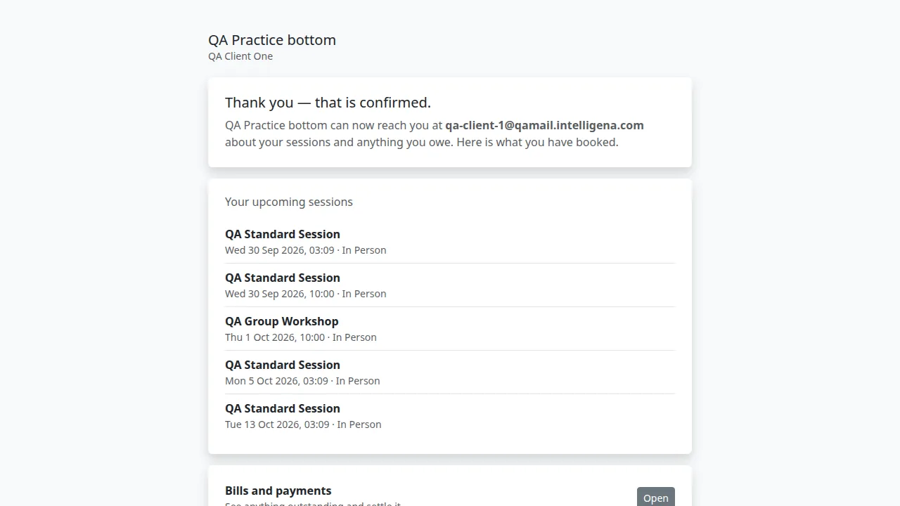 Client portal (capability link) screen