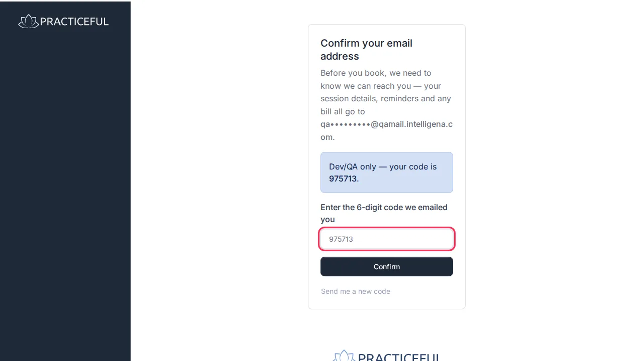 Confirm your email address screen