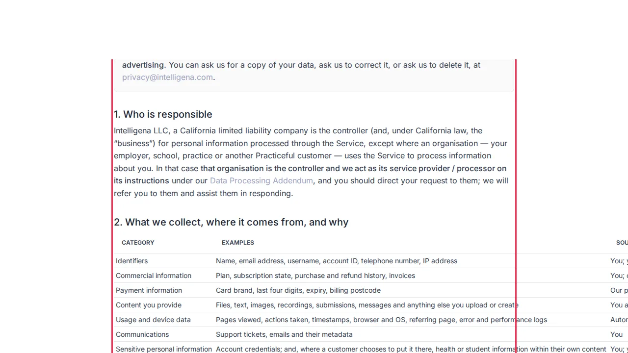 Privacy Policy screen
