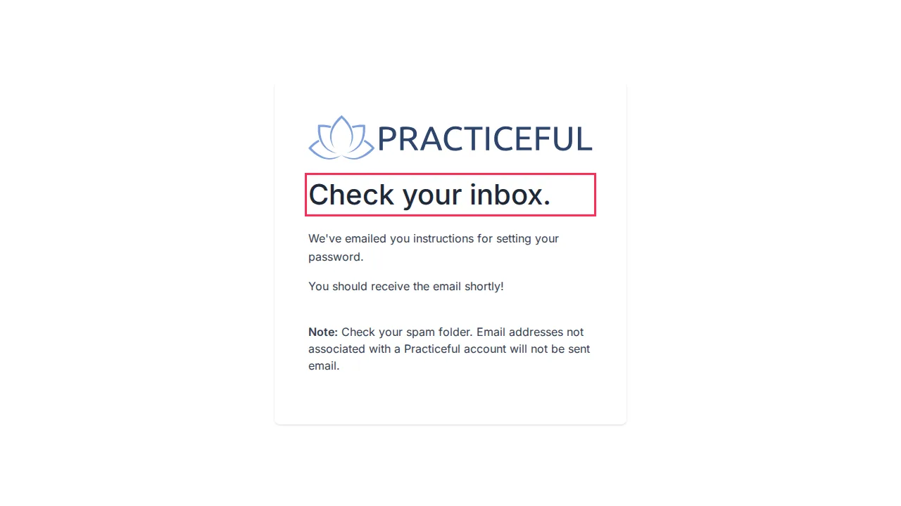 Check your inbox screen