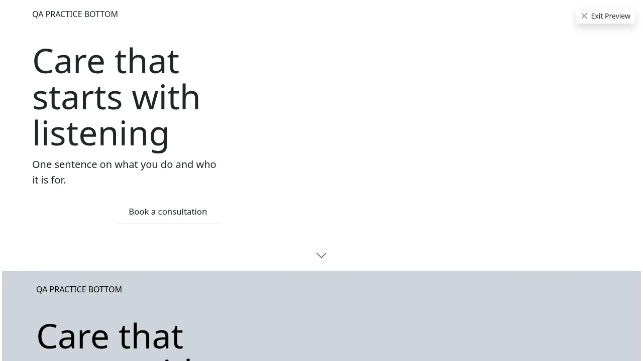 Website design editor screen